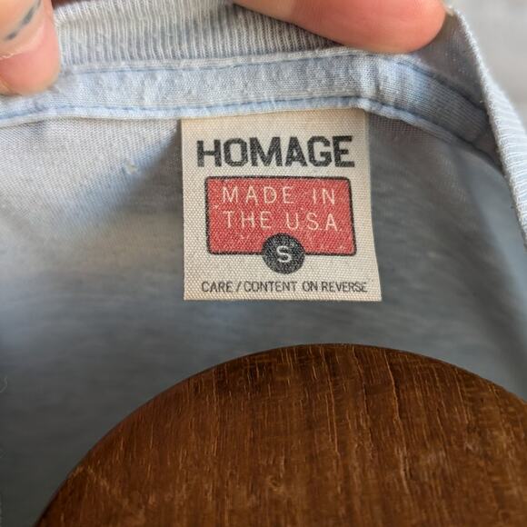 Retro Graphic Tee Vintage Vibe Oversize Funny Tshirt Y2K Pastel Blue Top Small - Picture 6 of 9